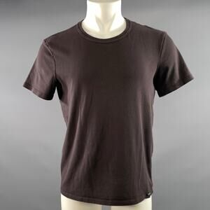 TOM FORD Size M Brown Solid Cotton Blend Crew Neck T shirt